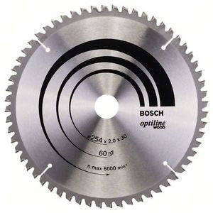 HM-Kreissägeblatt 254,2/1,4x30 60Z WZ Bosch VE à 1 Stück Optiline Wood f.Kappsägen 2608640436