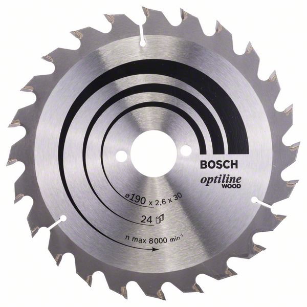 HM-Kreissägeblatt 190x2,6/1,6x30 24Z WZ Bos VE à 1 Stück Optiline Wood BOSCH 2608640615