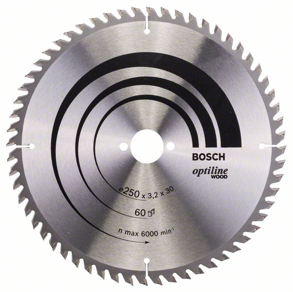 HM-Kreissägeblatt 250x3,2/2,2x30 60Z WZ Bos VE à 1 Stück Optiline Wood 2608640729