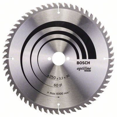 HM-Kreissägeblatt 250x3,2/2,2x30 60Z WZ Bos VE à 1 Stück Optiline Wood 2608640729