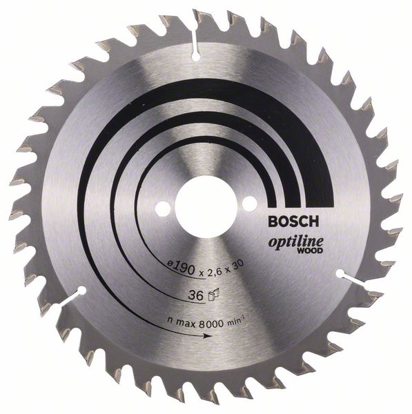 HM-Kreissägeblatt 190x2,6/1,6x30 36Z WZ Bos VE à 1 Stück Optiline Wood BOSCH 2608640616