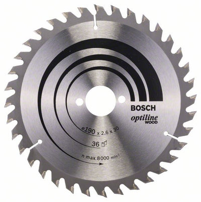 HM-Kreissägeblatt 190x2,6/1,6x30 36Z WZ Bos VE à 1 Stück Optiline Wood BOSCH 2608640616