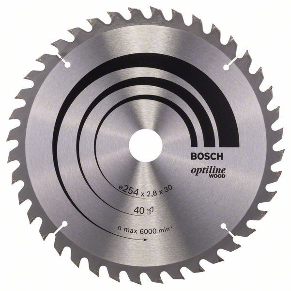 HM-Kreissägeblatt 254x2,8/1,8x30 40Z WZ Bos VE à 1 Stück OptilineWood f.Tischsägen 2608640443