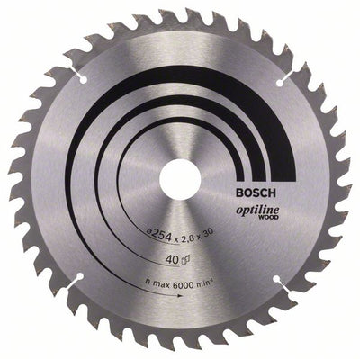 HM-Kreissägeblatt 254x2,8/1,8x30 40Z WZ Bos VE à 1 Stück OptilineWood f.Tischsägen 2608640443