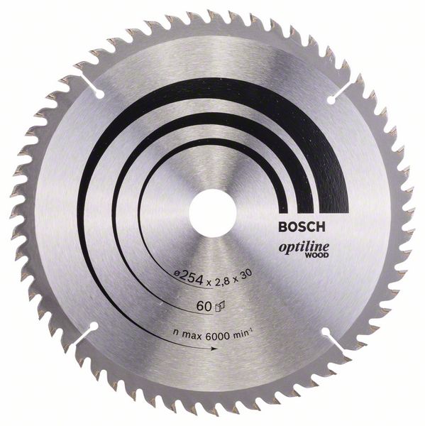 HM-Kreissägeblatt 254x2,8/1,8x30 60Z WZ Bos VE à 1 Stück OptilineWood f.Tischsägen 2608640444