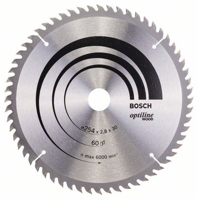 HM-Kreissägeblatt 254x2,8/1,8x30 60Z WZ Bos VE à 1 Stück OptilineWood f.Tischsägen 2608640444