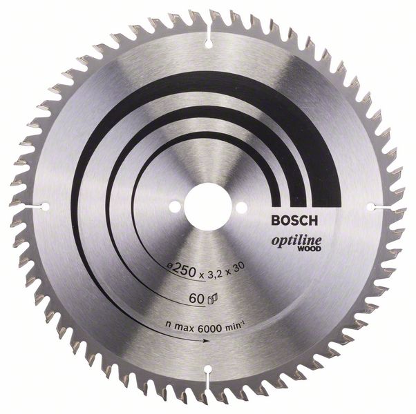 HM-Kreissägeblatt 250x3,2/2,2x30 60Z WZ Bos VE à 1 Stück OptilineWood f.Tischsägen 2608640665