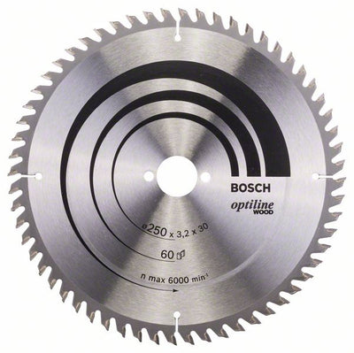 HM-Kreissägeblatt 250x3,2/2,2x30 60Z WZ Bos VE à 1 Stück OptilineWood f.Tischsägen 2608640665