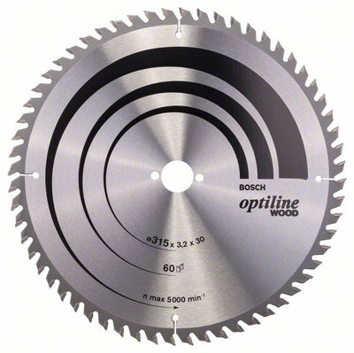 HM-Kreissägeblatt 315x3,2/2,2x30 60Z WBosch VE à 1 Stück OptilineWood f.Tischsägen 2608640651