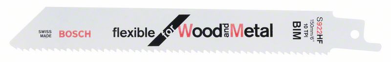 Säbelsägeblatt S 922 HF Bosch VE à 5 Stück Flexible f Wood and Metal 2608656016