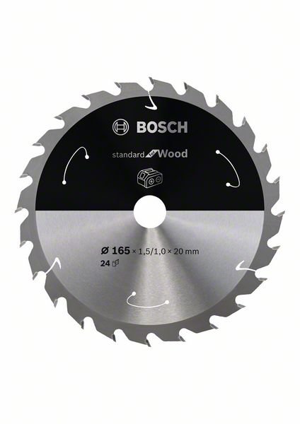 HM-Kreissägeblatt 165x1,5/1x20 24Z WZ Bosch VE à 1 Stück Standard Wood f Akkusägen 2608837685