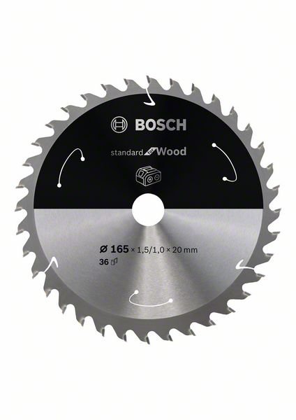 HM-Kreissägeblatt 165x1,5/1x20 36Z Bosch VE à 1 Stück Standard Wood f Akkusägen 2608837686