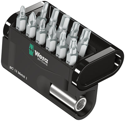Wera BIT-CHECK 12-teiliges Schraubendreher-Bit-Set aus Metall (1 Stück): Sechskant/Kreuzschlitz/Panzer/Sechskant; 12 Stück
