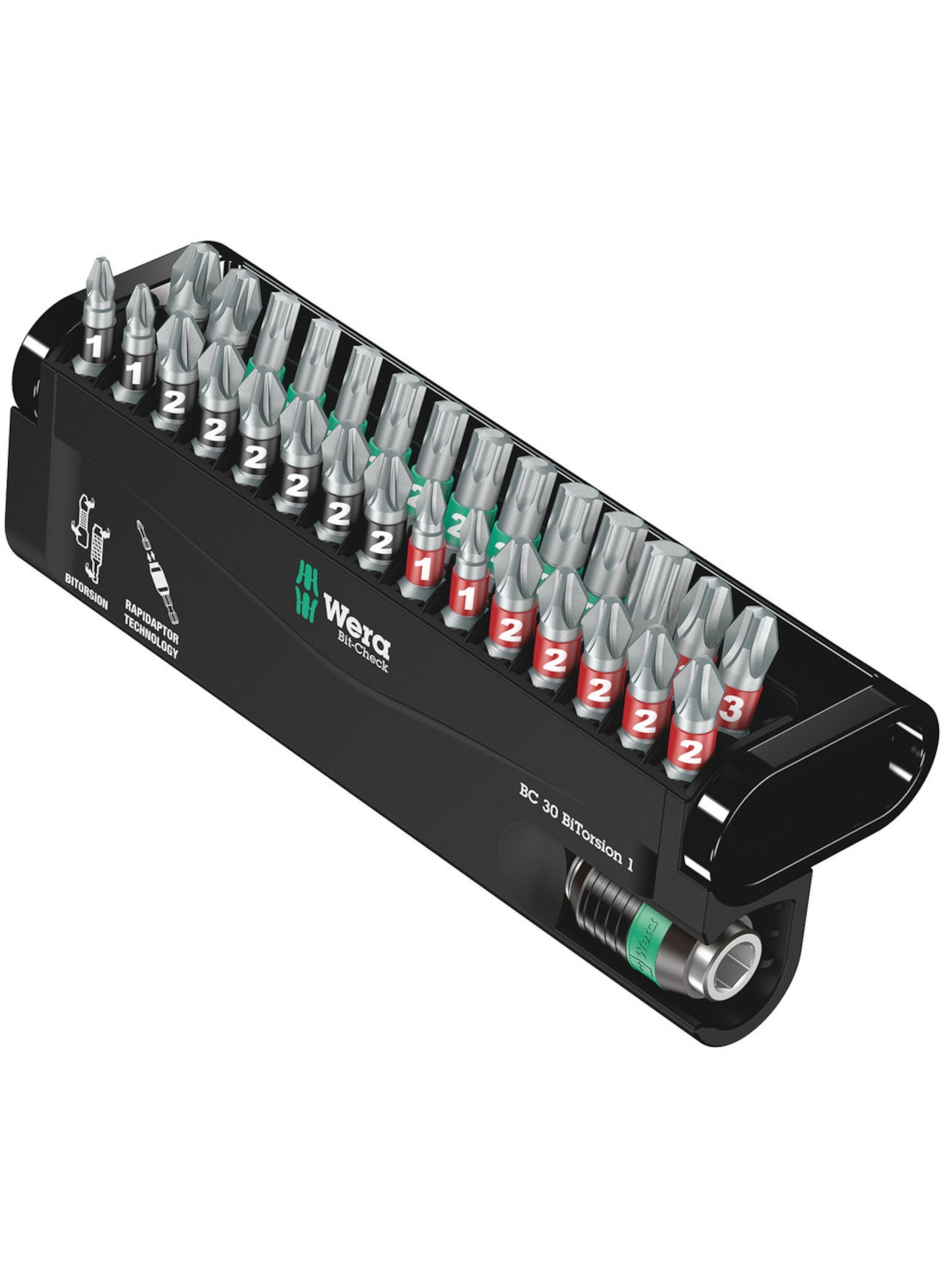 Wera Bit-Check 30 Bit-Zubehörset für Schraubendreher, Bits: 1 (Sechskant), PH (Puls), PZ (Zirkonia), TX (30 Stück)