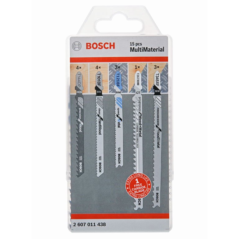 Stichsägeblatt-Set f. T-Schaft Bosch 15-teilig Multi Material 2607011438