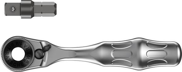 Ratsche Wera 8001 A Zyklop mini; 1/4''; 87 mm; mit Adapter