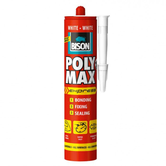 Dichtstoff für Innen- und Außenarbeiten Bison 1190903 Poly Max; 280 ml; weiß