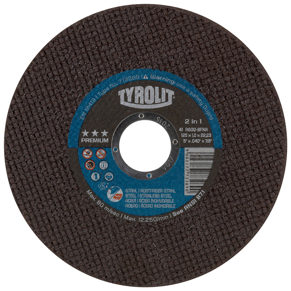 Trennscheibe 2in1 PREMIUM 125x1,0 mm gerade Tyrolit für Stahl/VA Tyrolit T34332792