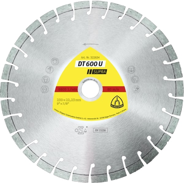 Diamanttrennscheibe DT/SUPRA/DT600U/S/115X2,4 X22,23/13K/9 KLINGSPOR 322630_KLI