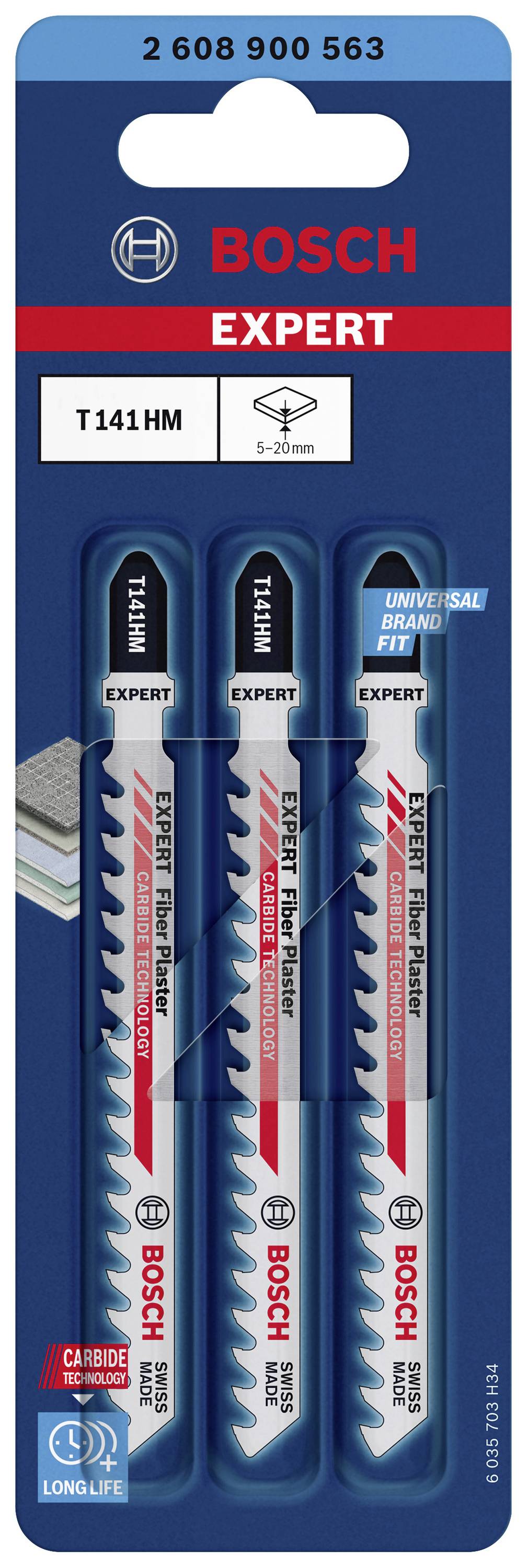 Stichsägeblatt EXPERT T 141 HM Bosch VE à 3 Stück Fiber Plaster 2608900563