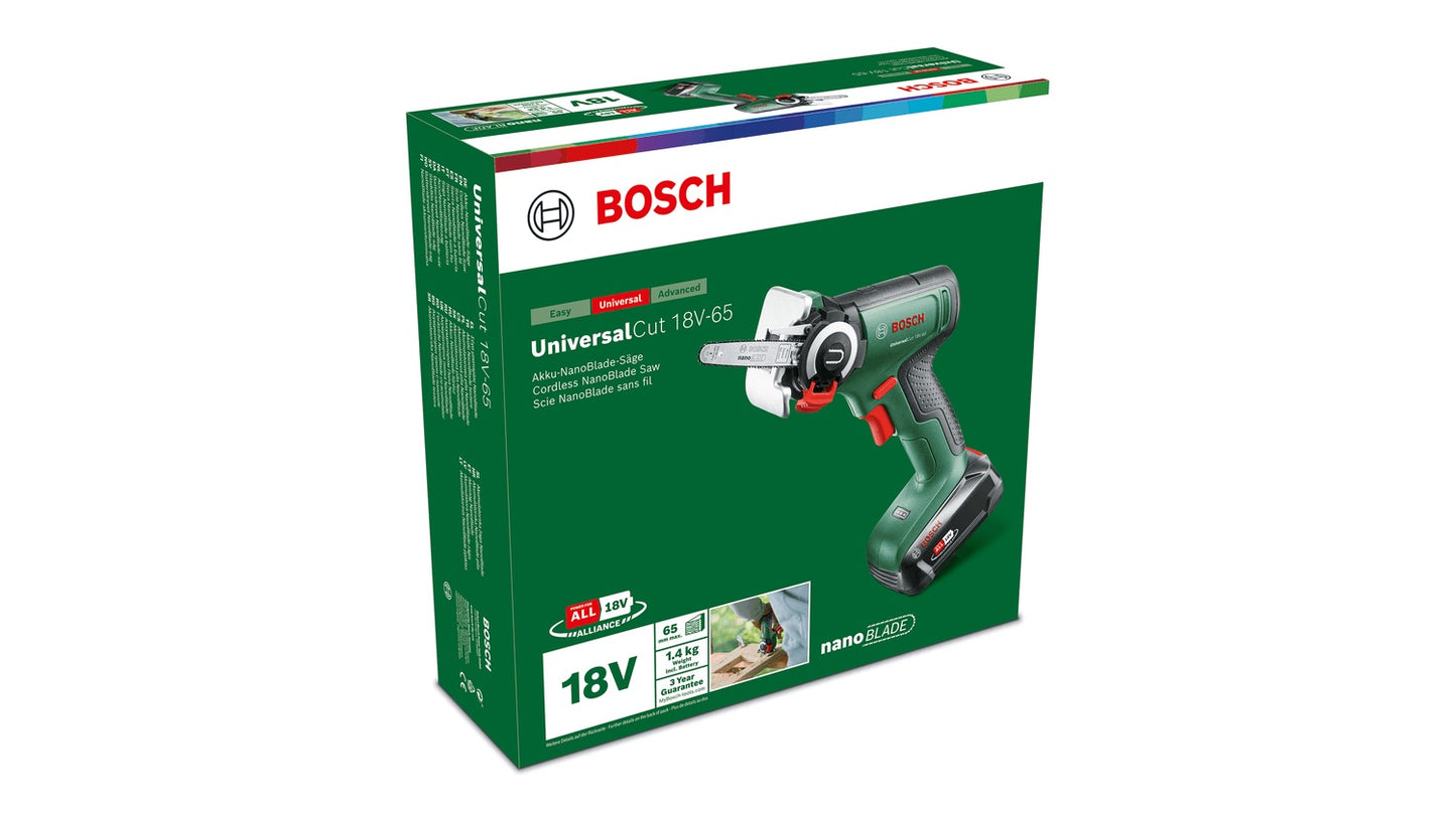 Astungs-Kettensäge Bosch Universal Cut 18V-65; 18 V; 1x2,5 Ah Akku; 6,5 cm Schiene