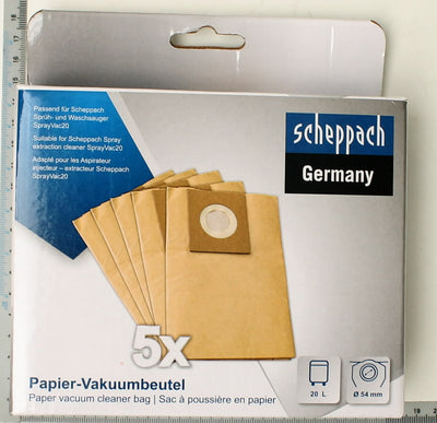 Papierfilterbeutel für Staubsauger Scheppach SprayVac20; 5 Stück