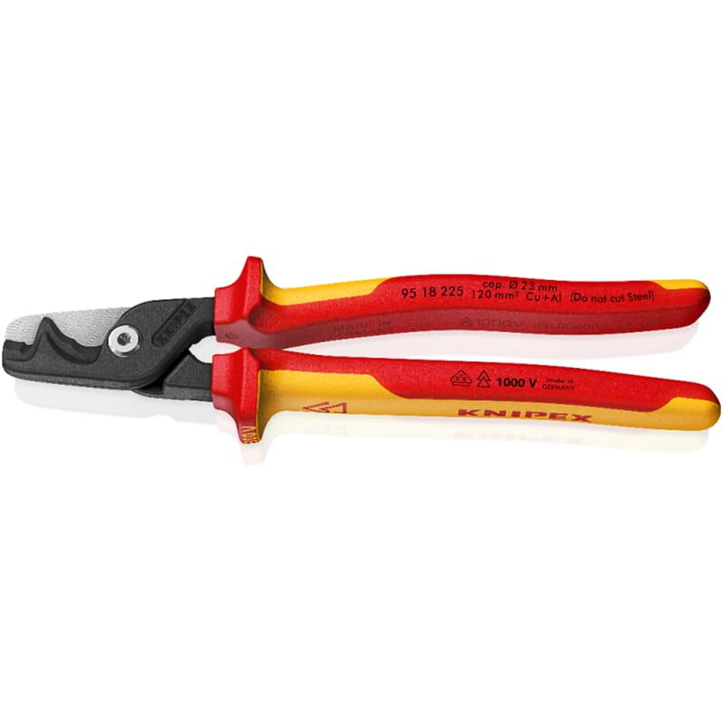 Kabelschere VDE mit Mehrkomponenten-Griffen 225mm schlanke Kopfform KNIPEX 4003773089964_EANFIX_KNI