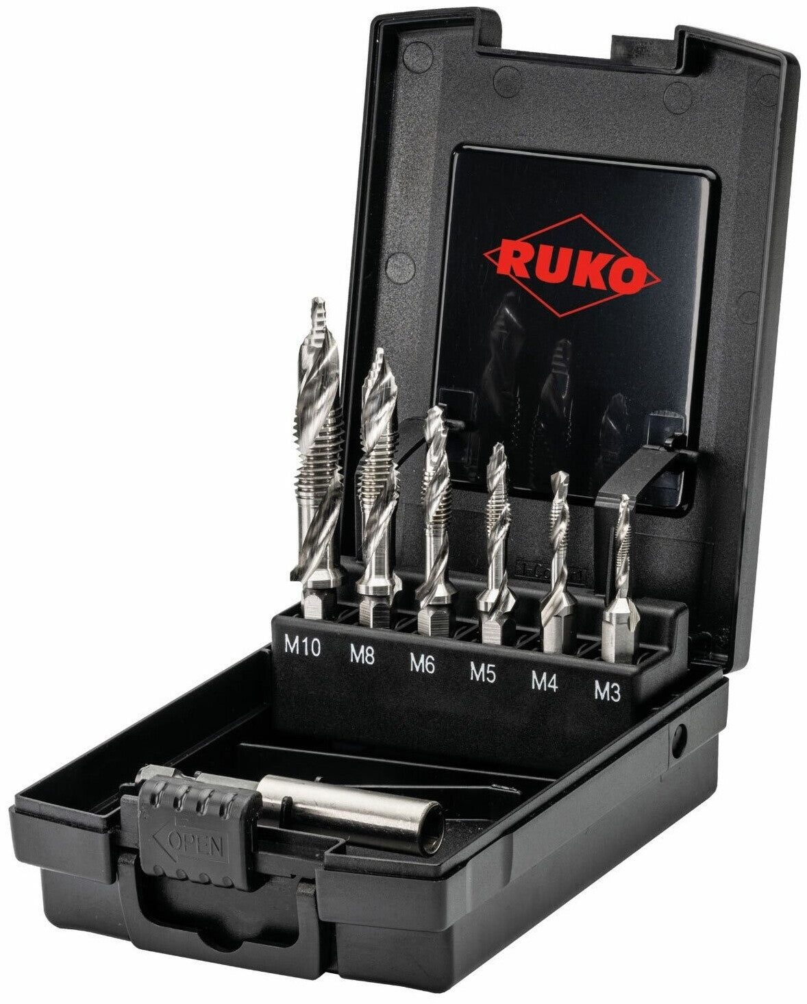 Ruko ULTIMATECUT Gewindebohrer; HSS; Runa TEC; M3-M10; 7 Stück + Magnethalter