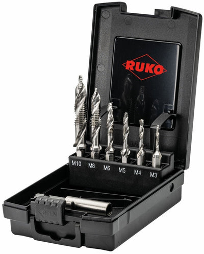 Ruko ULTIMATECUT Gewindebohrer; HSS; Runa TEC; M3-M10; 7 Stück + Magnethalter