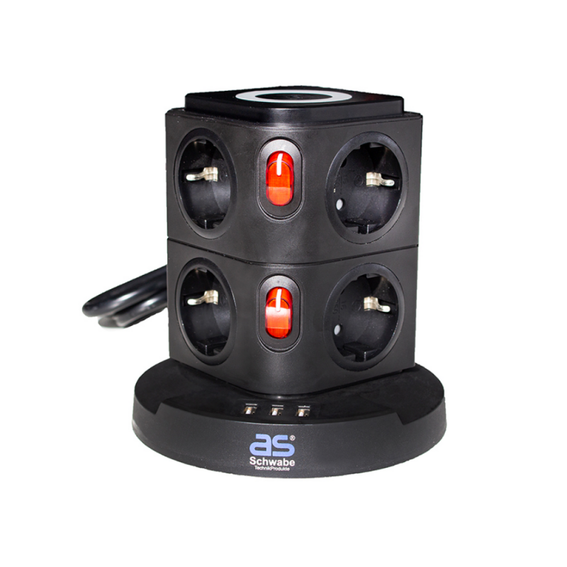 Verlängerungskabel AS-Schwabe 18221; 3 USB; 5W; IP20